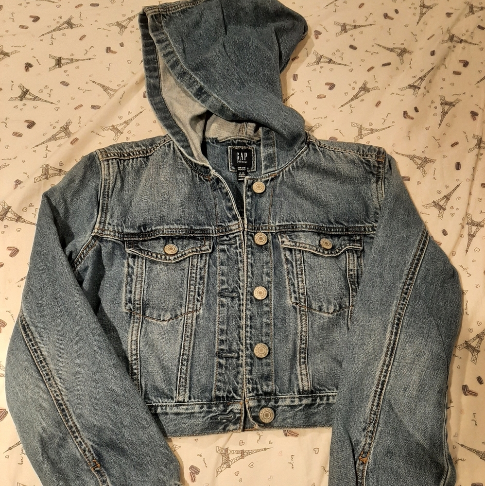 Kids denim jacket with hood